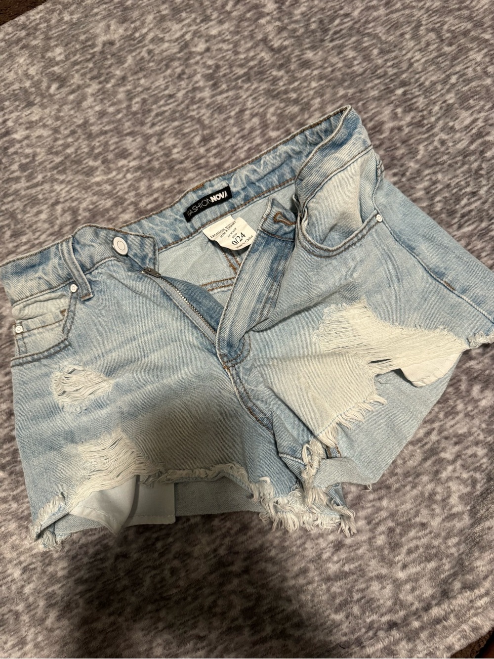 Fashion Nova Light Wash Distressed Denim Cutoff Shorts